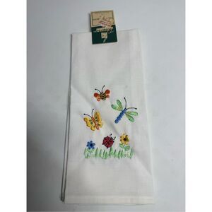 New Embroidered Kitchen Towel Design Cottage Lint Free Made In USA See Notes